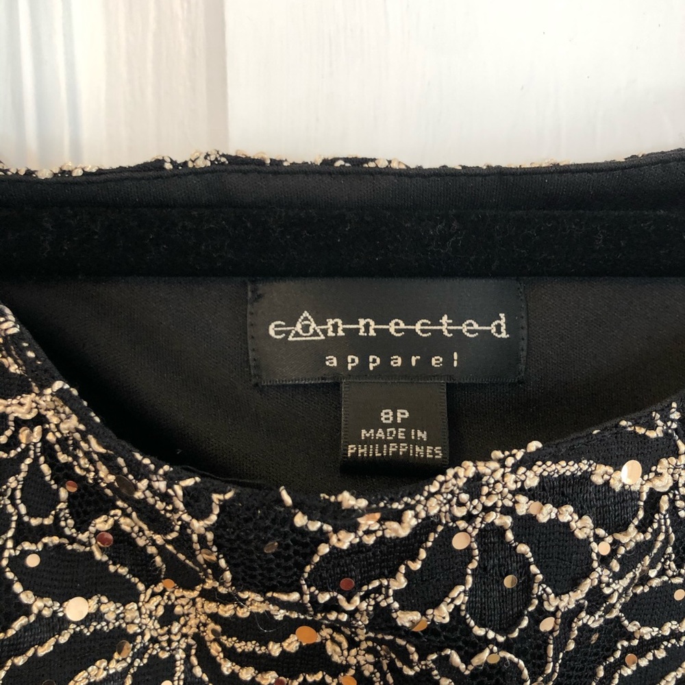 Connected Apparel Floor Length Black and Gold Dress Size 8P with Tags - Picture 4 of 4